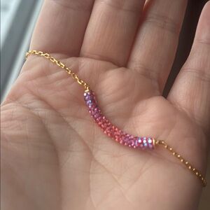 Hillberg and Berk sparkle bar wildflower necklace H&B Swarovski pink orange